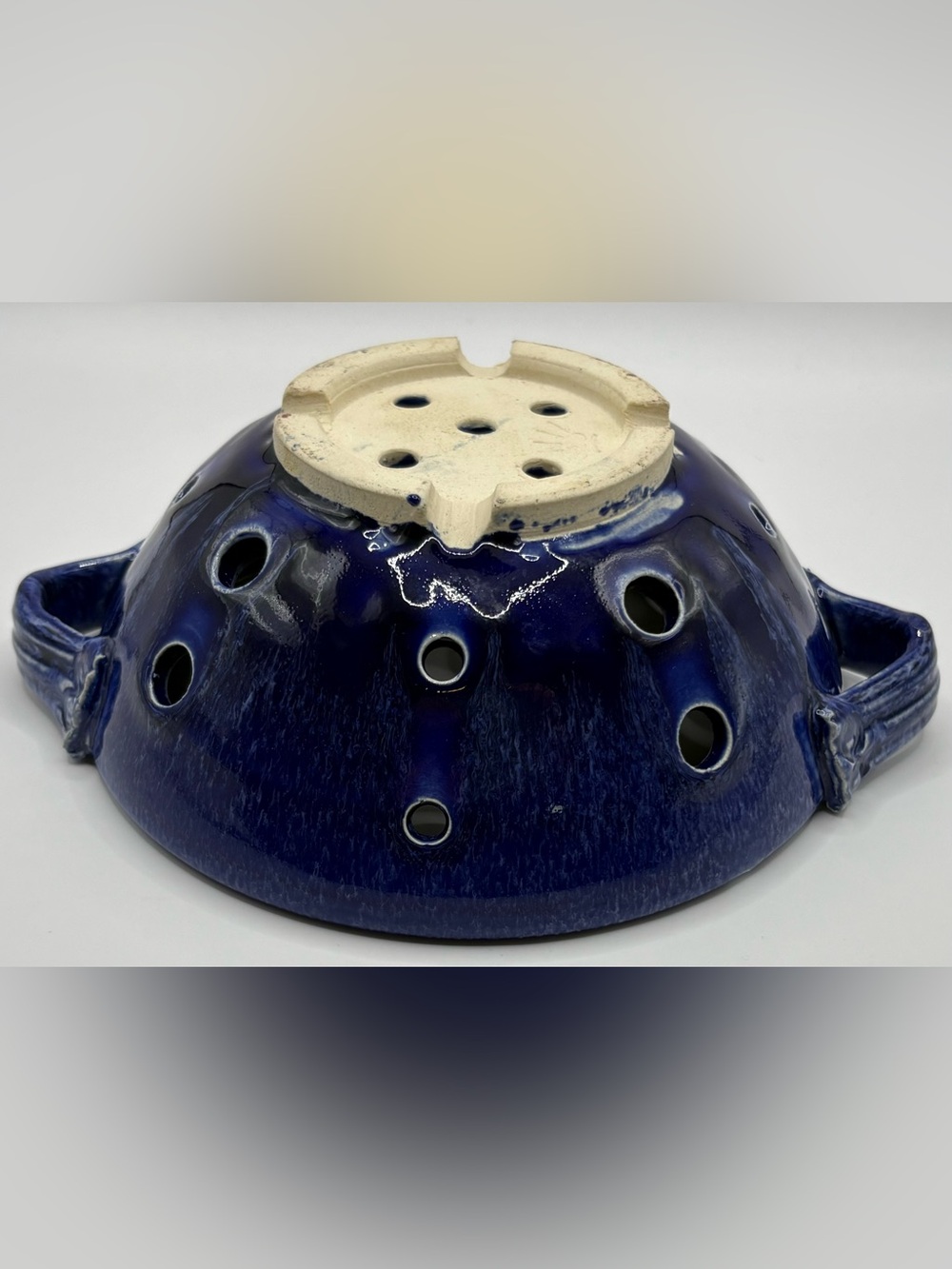 Handmade Pottery Berry Colander, Blue - Picture 5 of 9